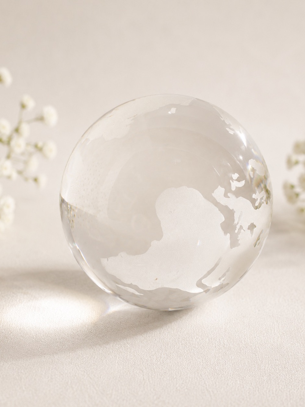 Glass World Globe Decorative Paperweight - Clear